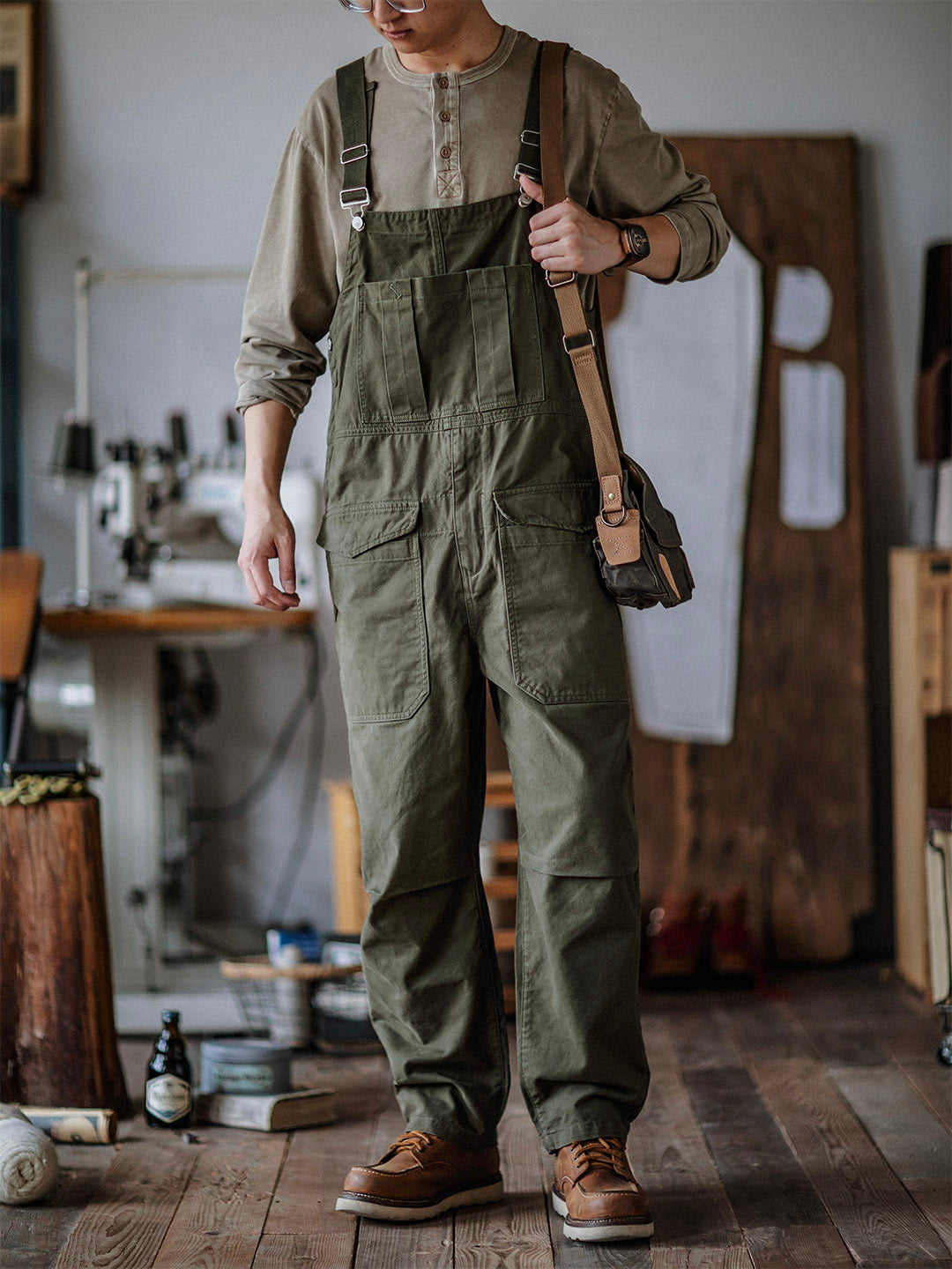 Men's Denim Overalls Heavyweight Cotton Relaxed Fit 0