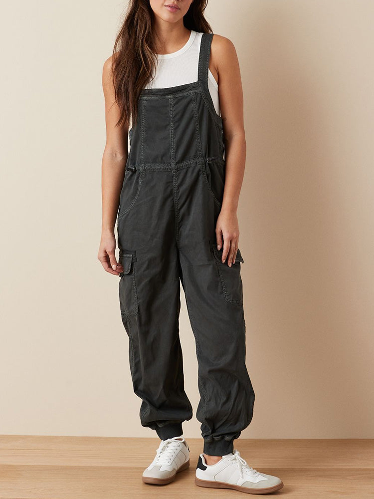 Women's Cargo Overalls Cotton Drape Baggy Style 0