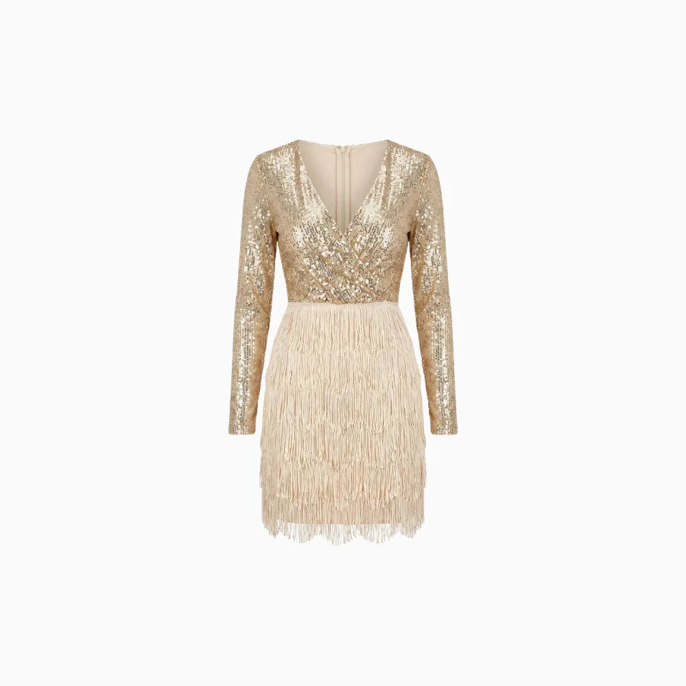 Women's Sequin Fringe Dress – Sparkling Party Evening Dress – Camoufit