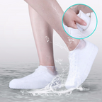 White waterproof shoe covers with elastic ankle, water-splash protection