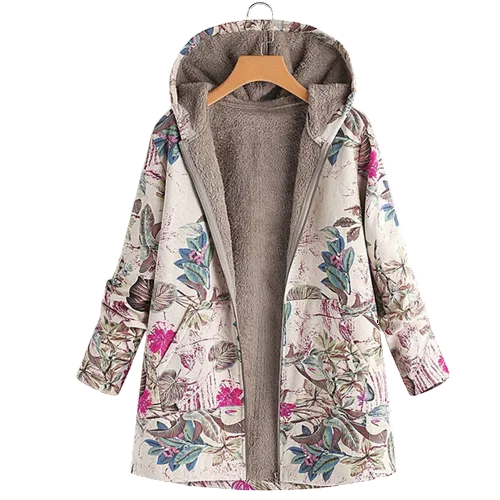 Mechi | Women's Floral Hooded Jacket - Printed Lightweight Zip Coat