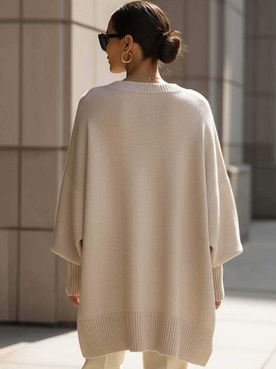 Sephira | Women's Sweater | Oversized Poncho Ribbed Trim