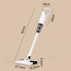 Cordless wet dry vacuum mop with long white handle and flat base head