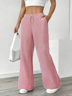 Isola | Wide Leg Trousers for Women - Striped Flared Drawstring Boho Beach Summer Fit-Women's Pants-Yellow-S-Camoufit