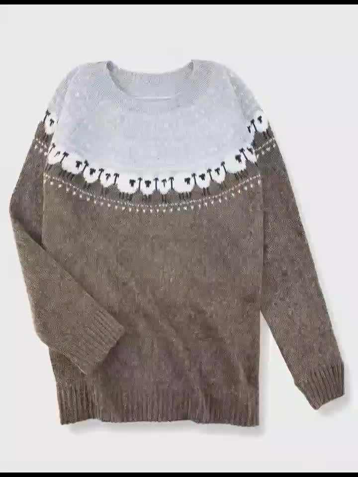 Roque | Women's Cozy Sheep Jacquard Chunky Knitted Sweater