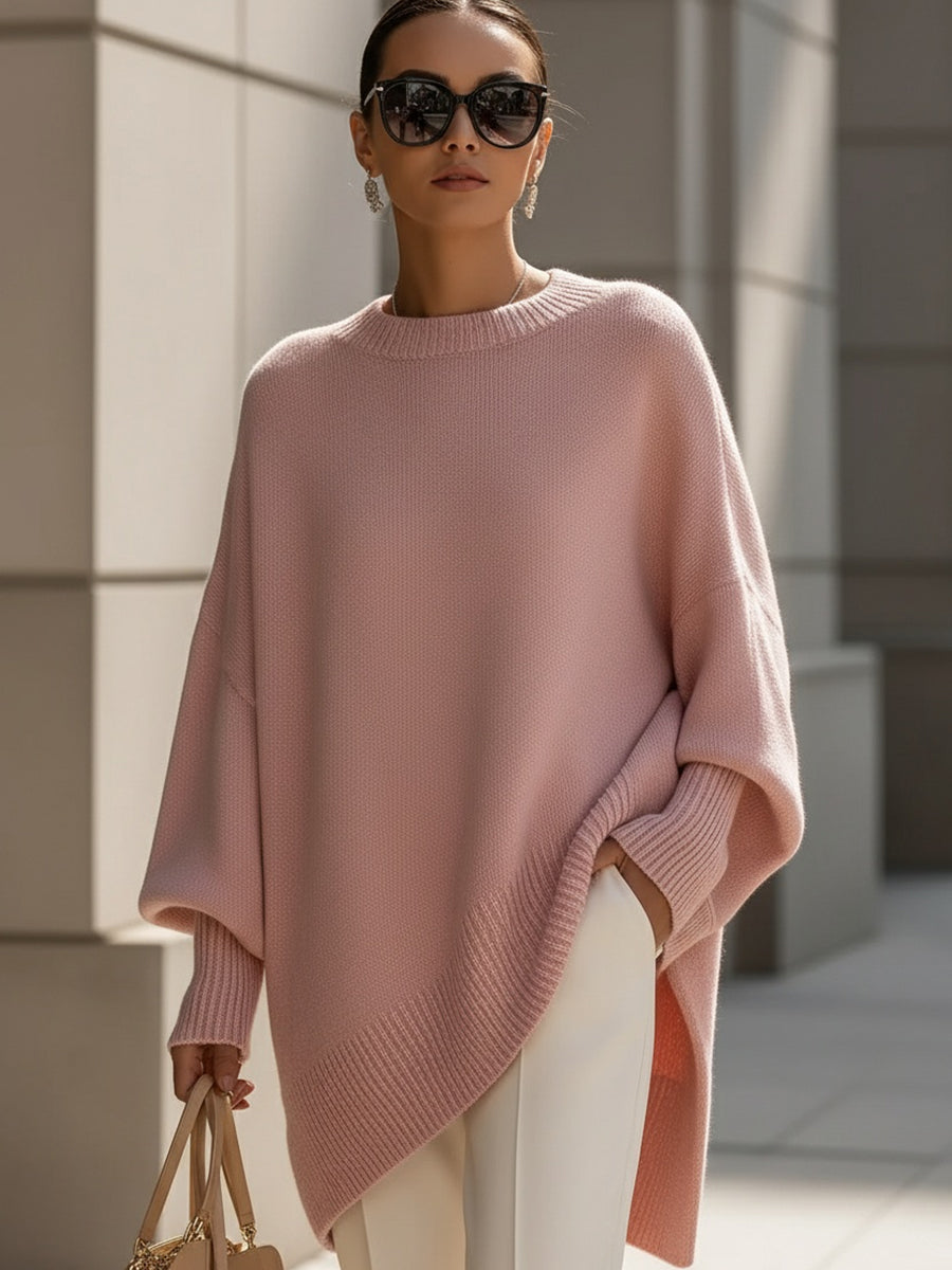 Sephira | Women's Sweater | Oversized Poncho Ribbed Trim