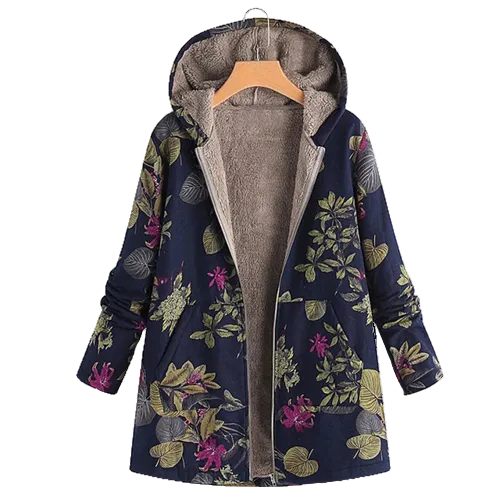 Mechi | Women's Floral Hooded Jacket - Printed Lightweight Zip Coat