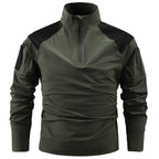 Elvano | Combat Shirt for Men - Long Sleeve Mesh Vent Zip Guard Nylon Stretch Tactical Fit-Tactical Top-Army green-M-Camoufit