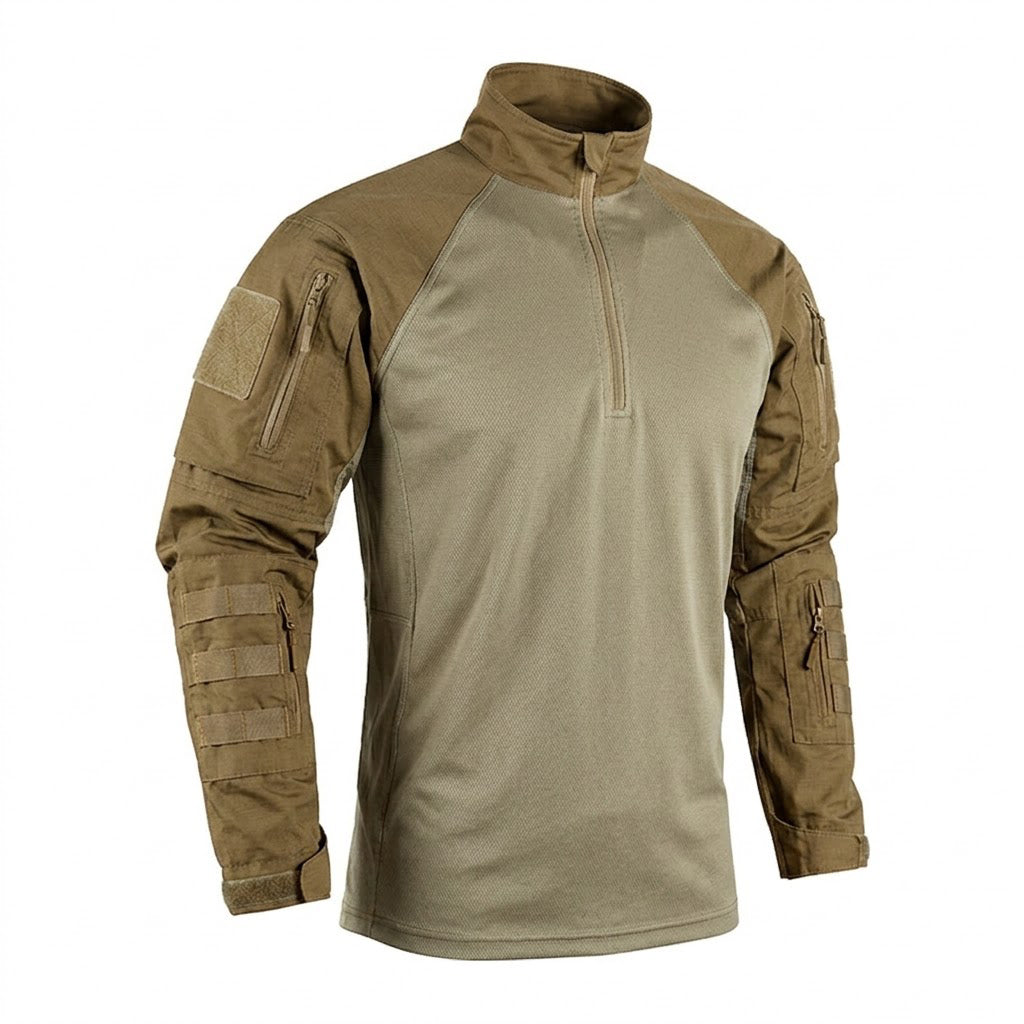 Ventor | Tactical Combat Shirt for Men - Long Sleeve Half Zip Outdoor Fit-Tactical Top-Coyote-S-Camoufit