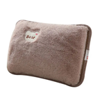 Rechargeable hot water heating pad with taupe fleece cover and Bear patch