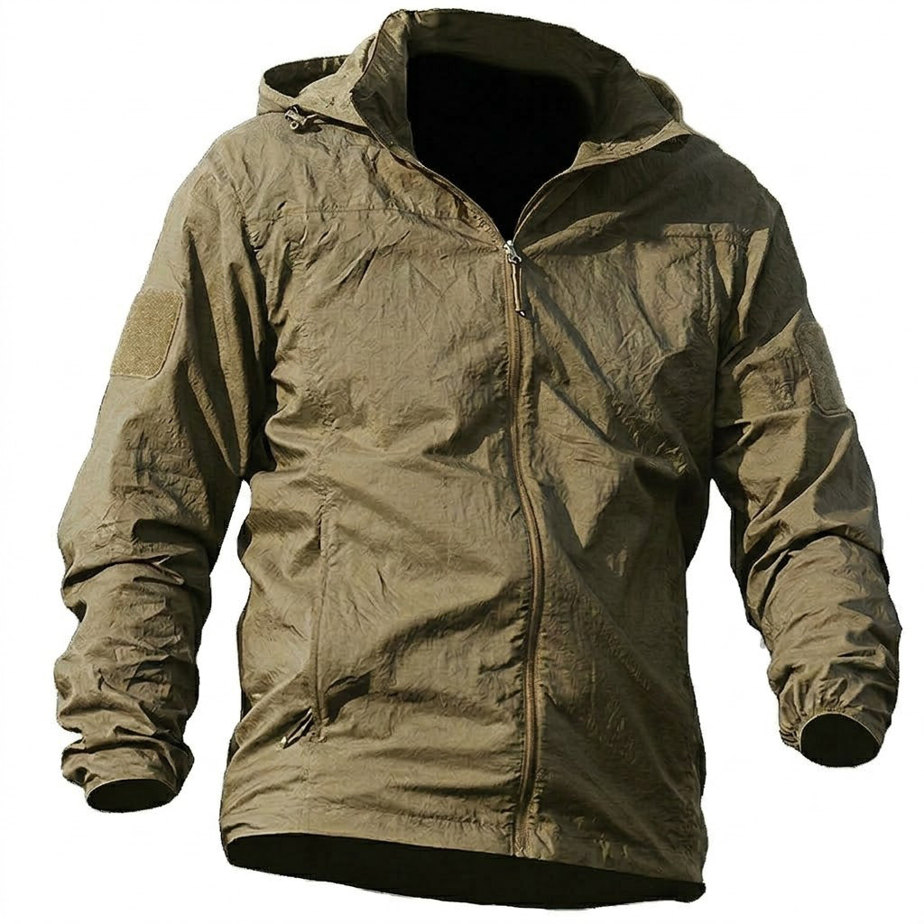 Toren | Quick Dry Shell Jacket for Men - UPF 50+ Hooded Lightweight Waterproof Outdoor Fit-Tactical Jackets-Khaki-S-Camoufit
