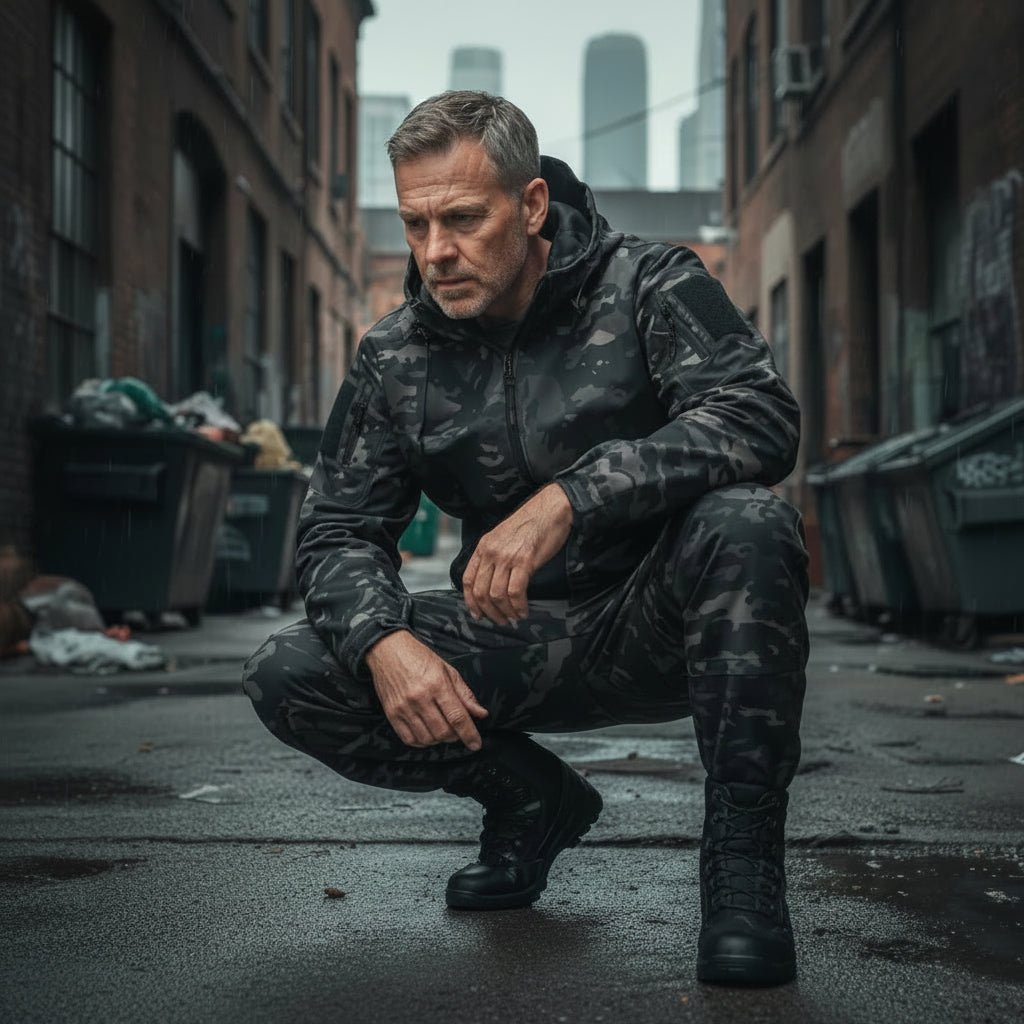Alvero | Camo Softshell Jacket and Pants Set for Men - Waterproof Tactical Outdoor Rugged Fit-Tactical Set-Beige Camo-XS-Camoufit