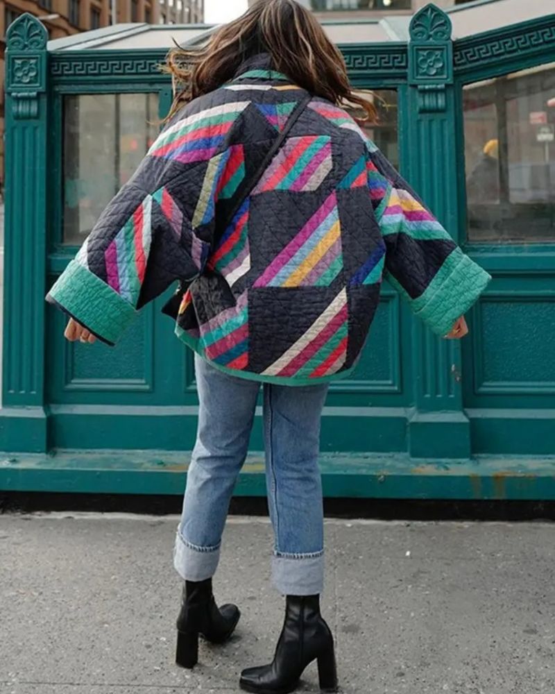 Sephira | Women's Geometric Print Jacket - Lightweight Pattern Casual Coat