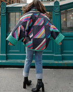 Sephira | Women's Geometric Print Jacket - Lightweight Pattern Casual Coat