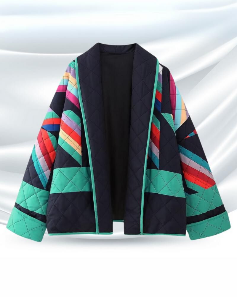 Sephira | Women's Geometric Print Jacket - Lightweight Pattern Casual Coat