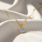 Rosélune | Halo Pendant Necklace for Women - Round Cut Stone Delicate Minimalist Elegant Fit-Necklaces-Gold-Camoufit