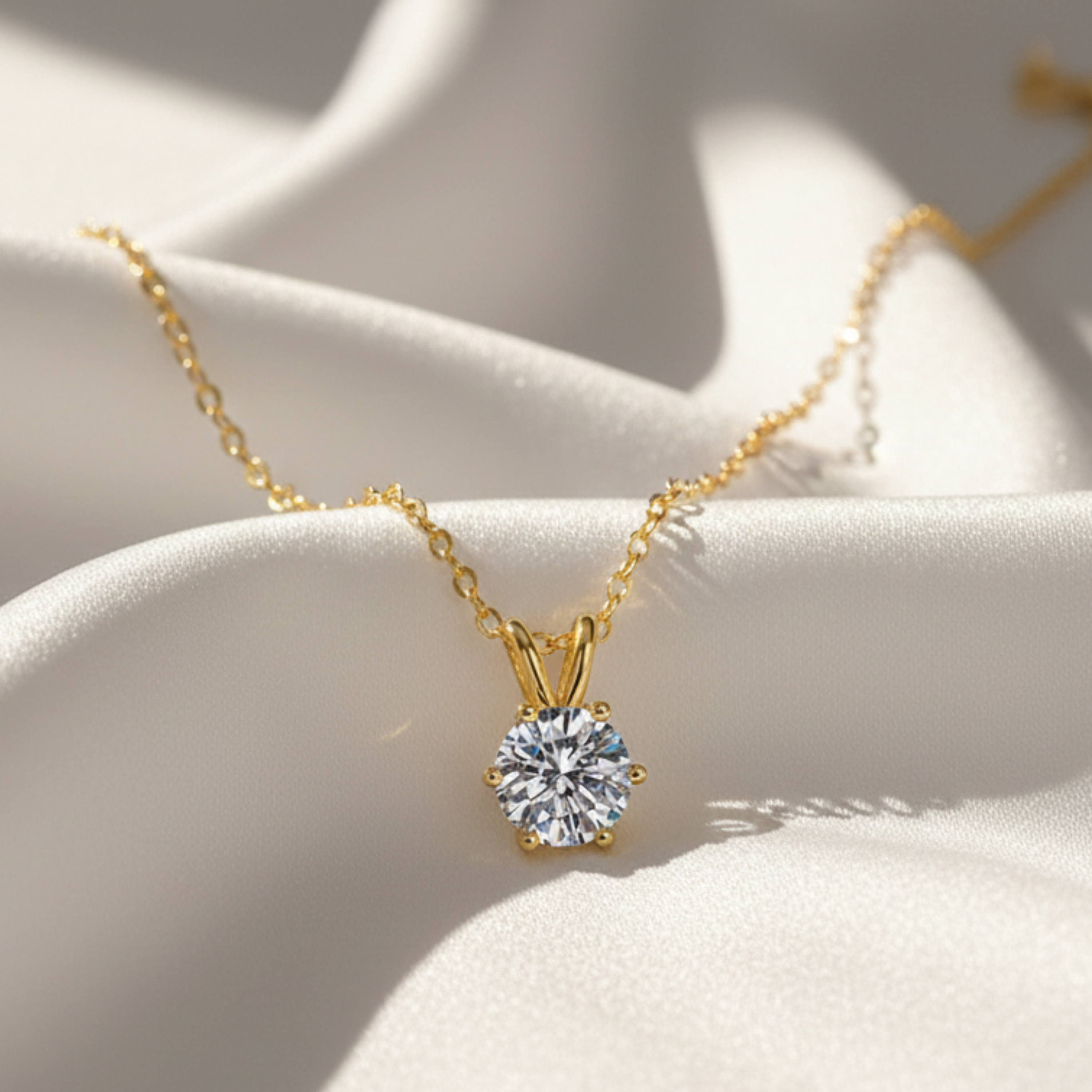 Rosélune | Halo Pendant Necklace for Women - Round Cut Stone Delicate Minimalist Elegant Fit-Necklaces-Gold-Camoufit