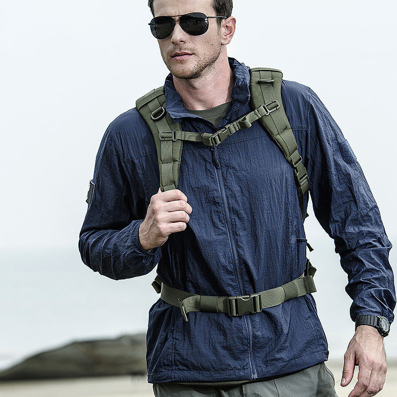 Toren | Quick Dry Shell Jacket for Men - UPF 50+ Hooded Lightweight Waterproof Outdoor Fit-Tactical Jackets-Army Green-S-Camoufit