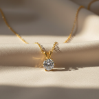 Rosélune | Halo Pendant Necklace for Women - Round Cut Stone Delicate Minimalist Elegant Fit-Necklaces-Gold-Camoufit