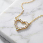 Vireya | Open Heart Necklace for Women - Sparkling Pendant Delicate Chain Elegant Fit-Necklaces-Gold-Camoufit