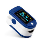 Blue fingertip pulse oximeter with LCD display for SpO2 and pulse rate