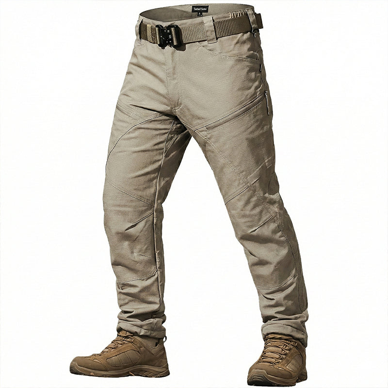 Valen | Tactical Pants for Men - Khaki Stretch Cotton Blend 9 Pocket Cargo Urban Fit-Tactical Pants-28W/30L-Camoufit