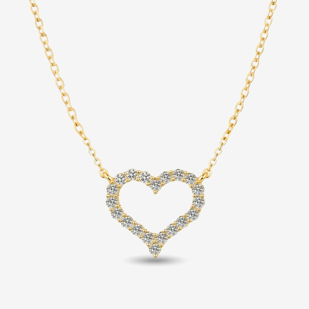 Vireya | Open Heart Necklace for Women - Sparkling Pendant Delicate Chain Elegant Fit-Necklaces-Gold-Camoufit