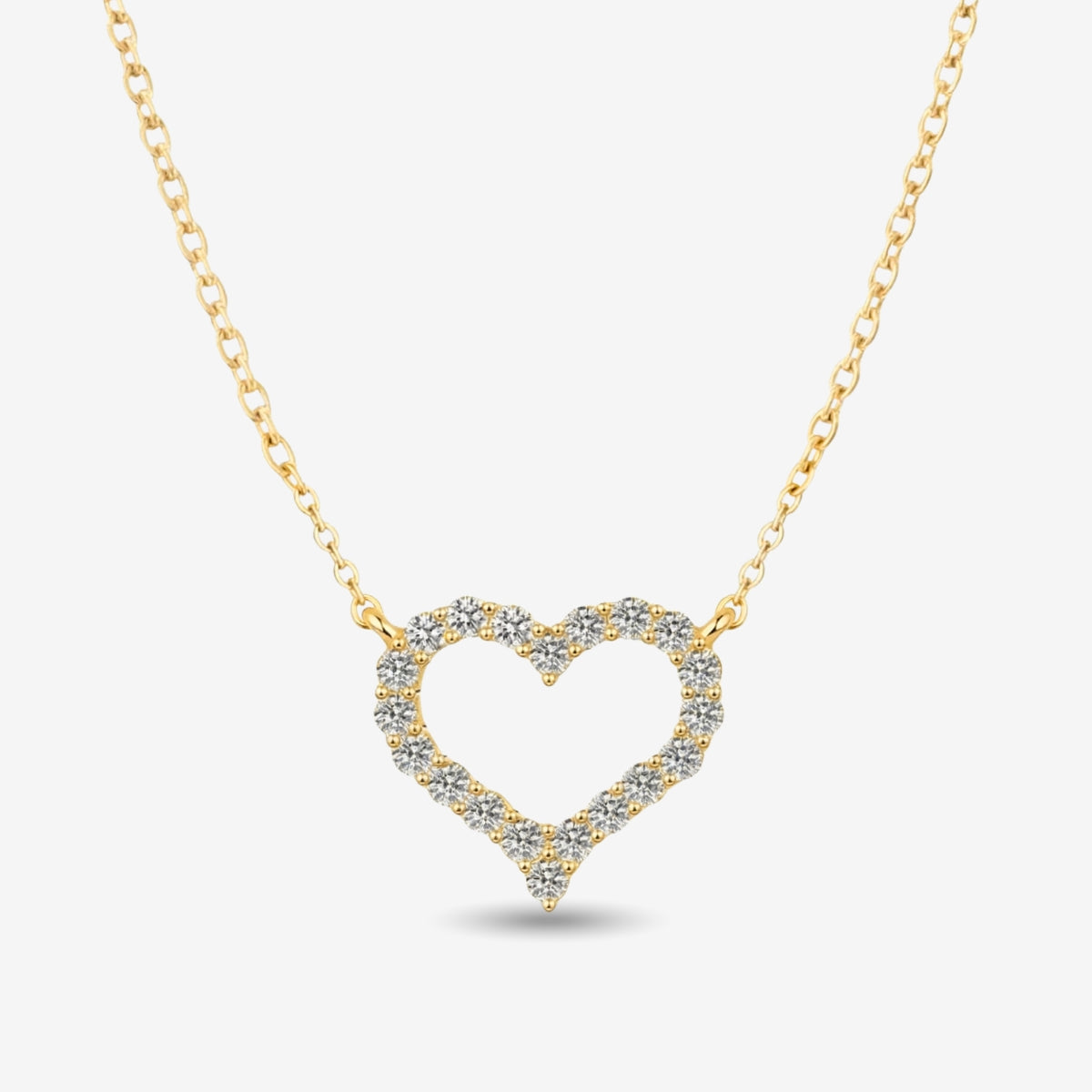 Vireya | Open Heart Necklace for Women - Sparkling Pendant Delicate Chain Elegant Fit-Necklaces-Gold-Camoufit