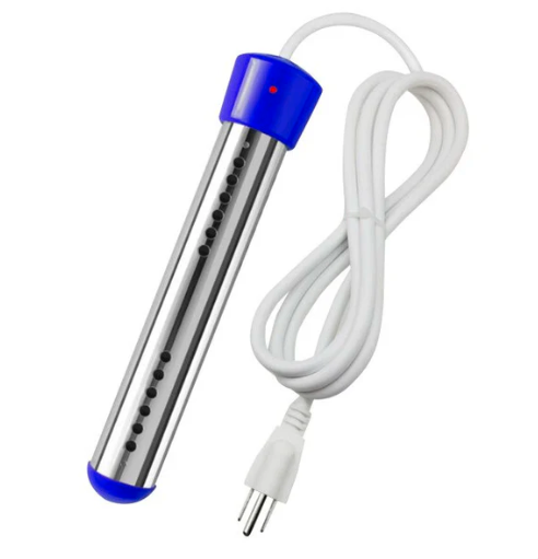 Electric floating pool immersion heater with power cord and blue control cap