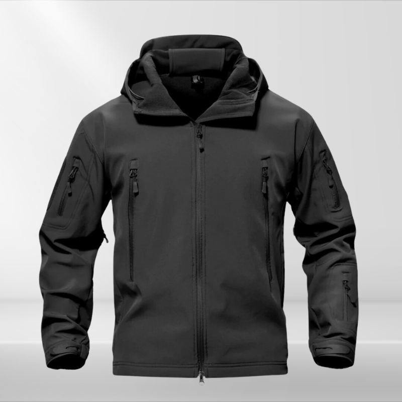 Tactical Softshell Jacket – Men's Water & Windproof Fleece Lined Jacket, Camo, Black, Gray or Army Green, XS–4XL – Figueral