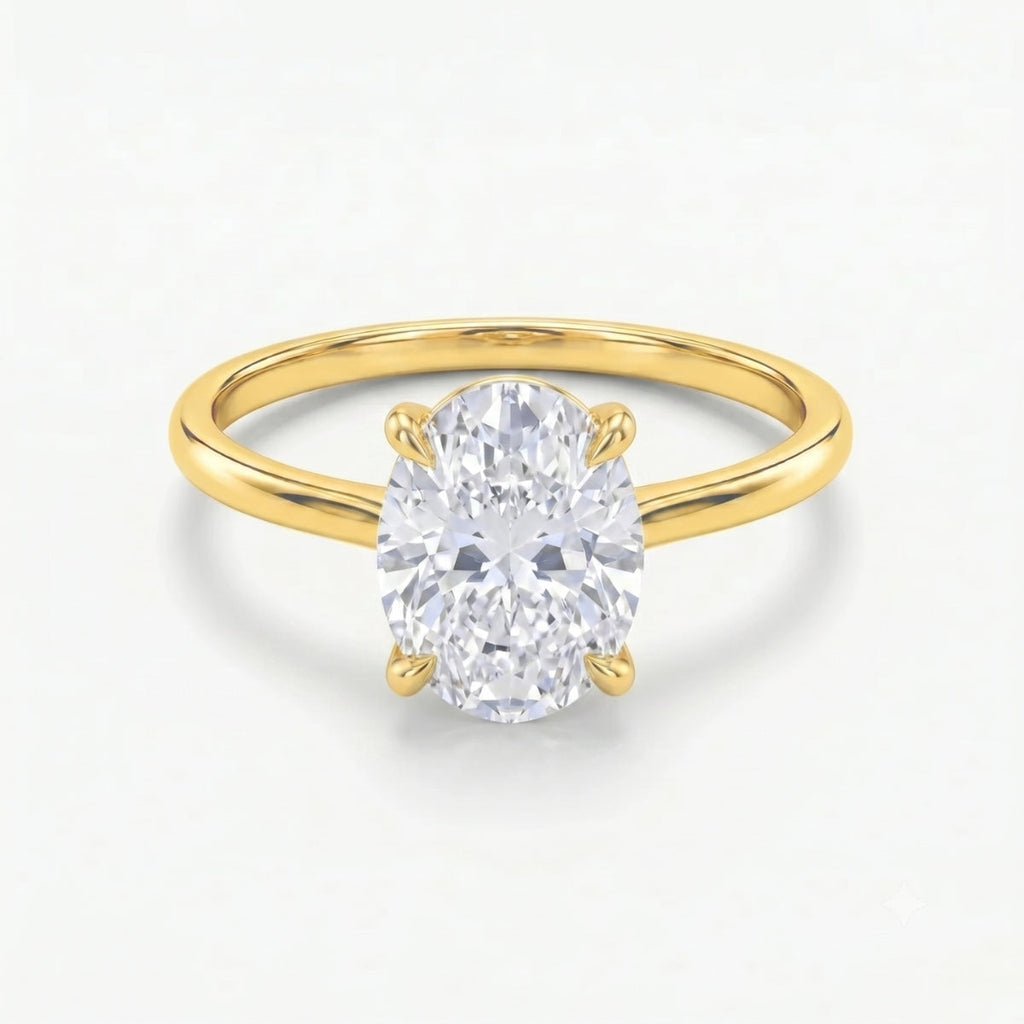 Vessia | Promise Ring for Women - Oval Cut Elevated Setting Minimalist Elegant Fit-Ring-Gold-5-Camoufit