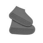 Reusable gray waterproof shoe covers with elastic cuff and textured sole tread