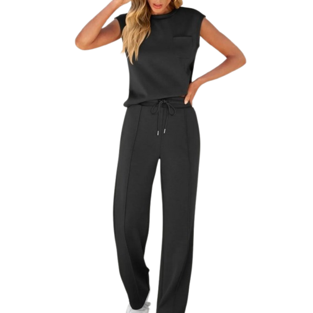 Sorelli | Lounge Set for Women - Casual Soft Minimalist Relaxed Cosy Two Piece Modern Fit-Loungewear set-Black-S-Camoufit