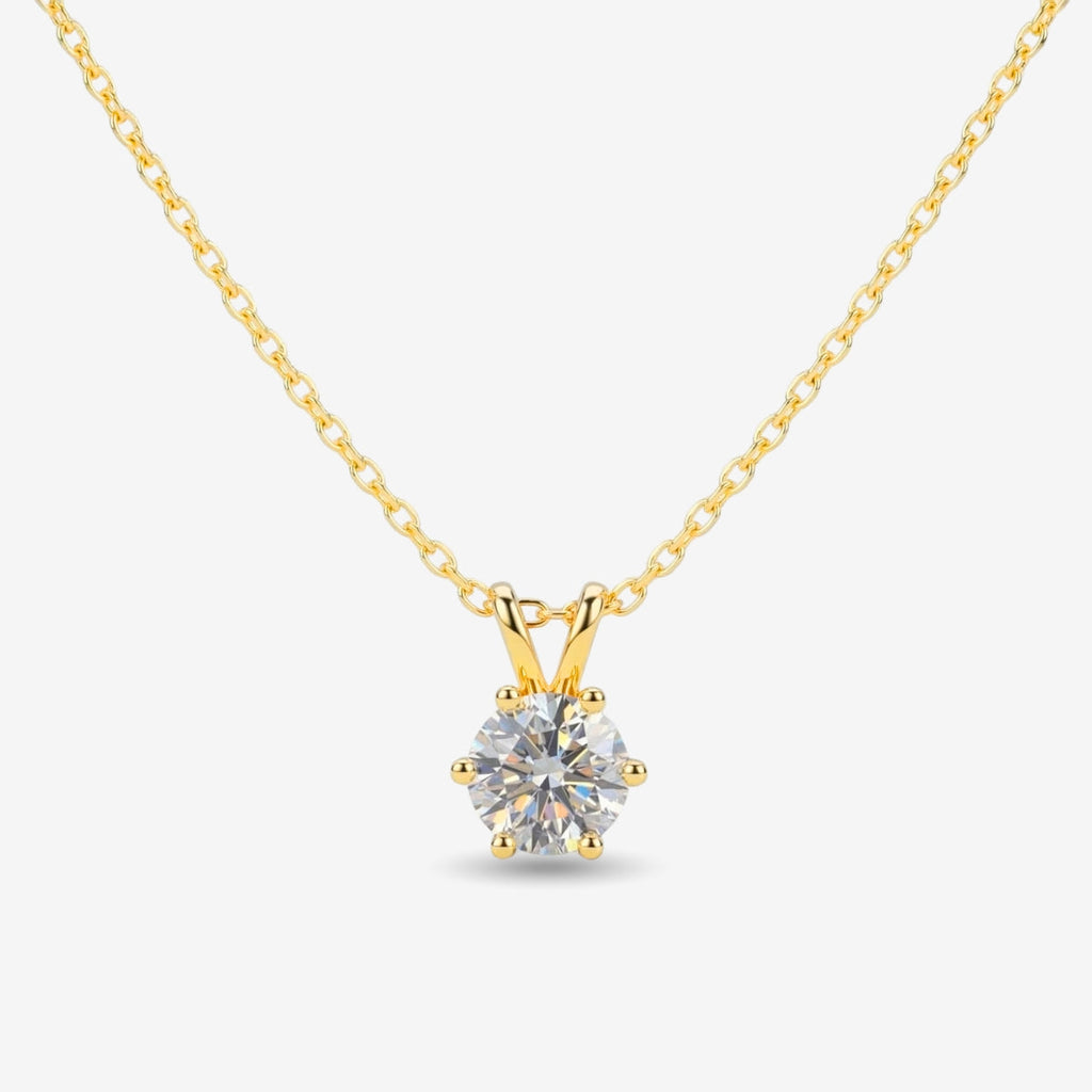 Rosélune | Halo Pendant Necklace for Women - Round Cut Stone Delicate Minimalist Elegant Fit-Necklaces-Gold-Camoufit