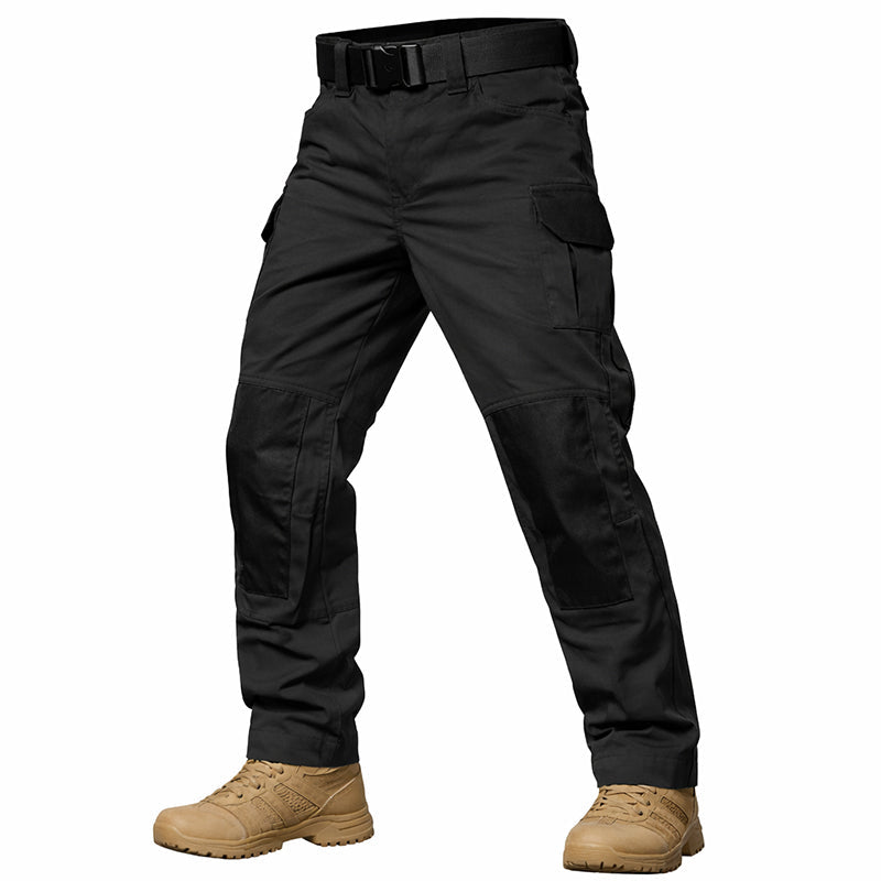 Mavero | Cargo Pants for Men - Waterproof Rip Stop Cotton Blend 6 Pocket Tactical Relaxed Fit-Tactical Pants-Black-28W/30L-Camoufit