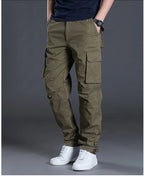 Mens Cotton Cargo Work Pants Multi Pocket Tactical Outdoor Trousers-Cargo Pants-CAMOUFIT-Blue-S-Camoufit