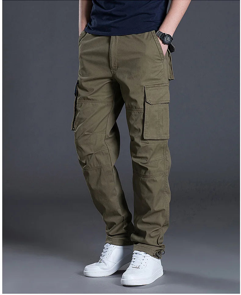 Mens Cotton Cargo Work Pants Multi Pocket Tactical Outdoor Trousers-Cargo Pants-CAMOUFIT-Blue-S-Camoufit