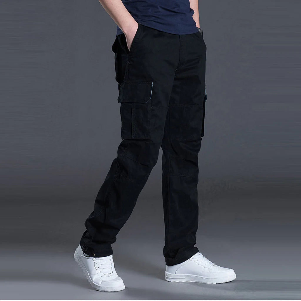 Mens Cotton Cargo Work Pants Multi Pocket Tactical Outdoor Trousers-Cargo Pants-CAMOUFIT-Blue-S-Camoufit