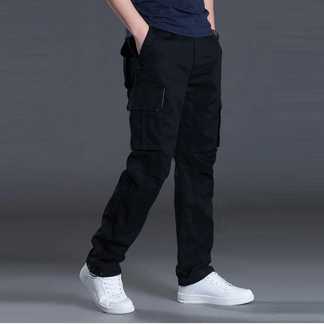 Mens Cotton Cargo Work Pants Multi Pocket Tactical Outdoor Trousers-Cargo Pants-CAMOUFIT-Blue-S-Camoufit