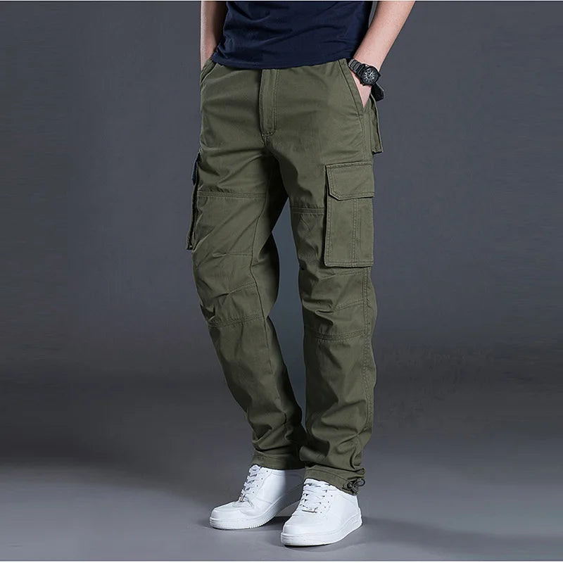 Mens Cotton Cargo Work Pants Multi Pocket Tactical Outdoor Trousers-Cargo Pants-CAMOUFIT-Blue-S-Camoufit