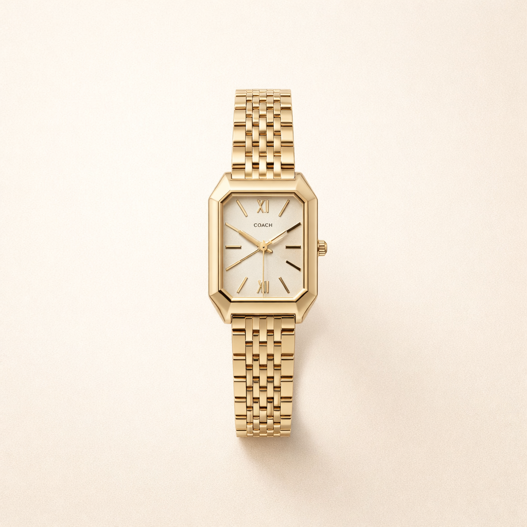 Rovina | Watch for Women - Gold Refined Link Bracelet Stainless Steel Elegant Everyday Fit-Watches-White-Camoufit