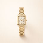 Rovina | Watch for Women - Gold Refined Link Bracelet Stainless Steel Elegant Everyday Fit-Watches-White-Camoufit