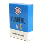 Box of 'Mindful Talk' cards with a blue and white design on a white background