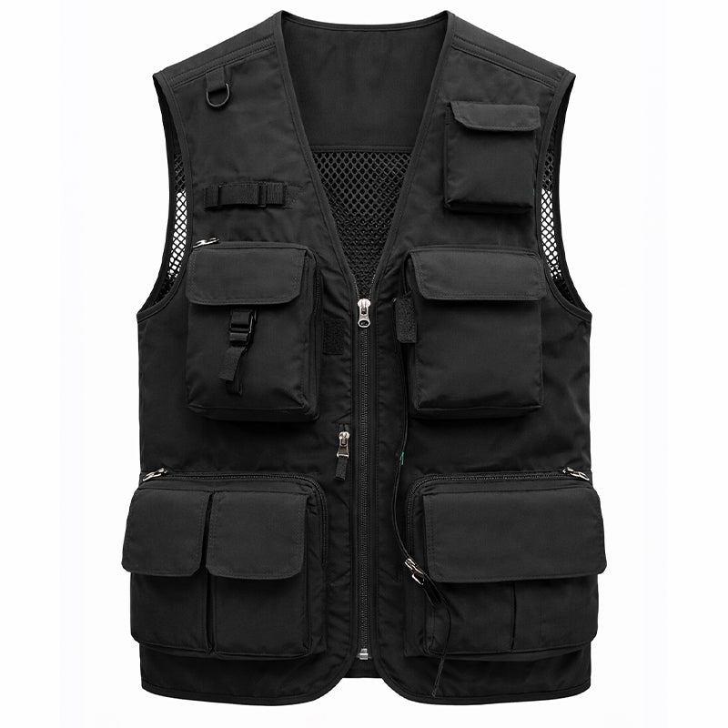Corvin | Utility Vest for Men - 16 Pocket Quick Dry Mesh Back Fit-Tactical Jackets-Black-XS-Camoufit