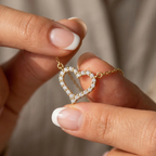 Vireya | Open Heart Necklace for Women - Sparkling Pendant Delicate Chain Elegant Fit-Necklaces-Gold-Camoufit