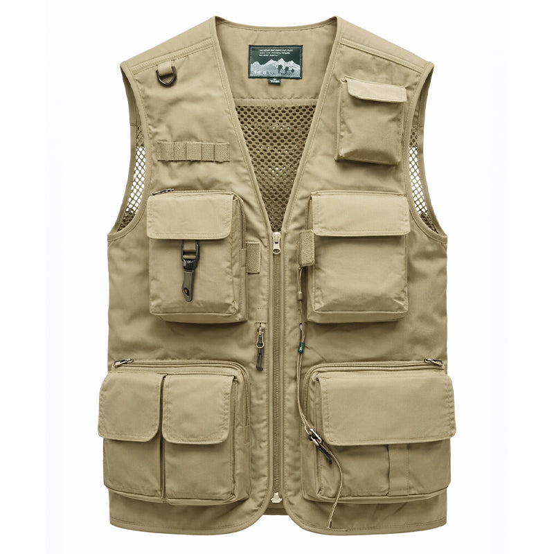 Corvin | Utility Vest for Men - 16 Pocket Quick Dry Mesh Back Fit-Tactical Jackets-Khaki-XS-Camoufit
