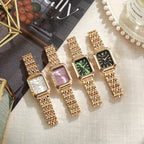 Rovina | Watch for Women - Gold Refined Link Bracelet Stainless Steel Elegant Everyday Fit-Watches-White-Camoufit