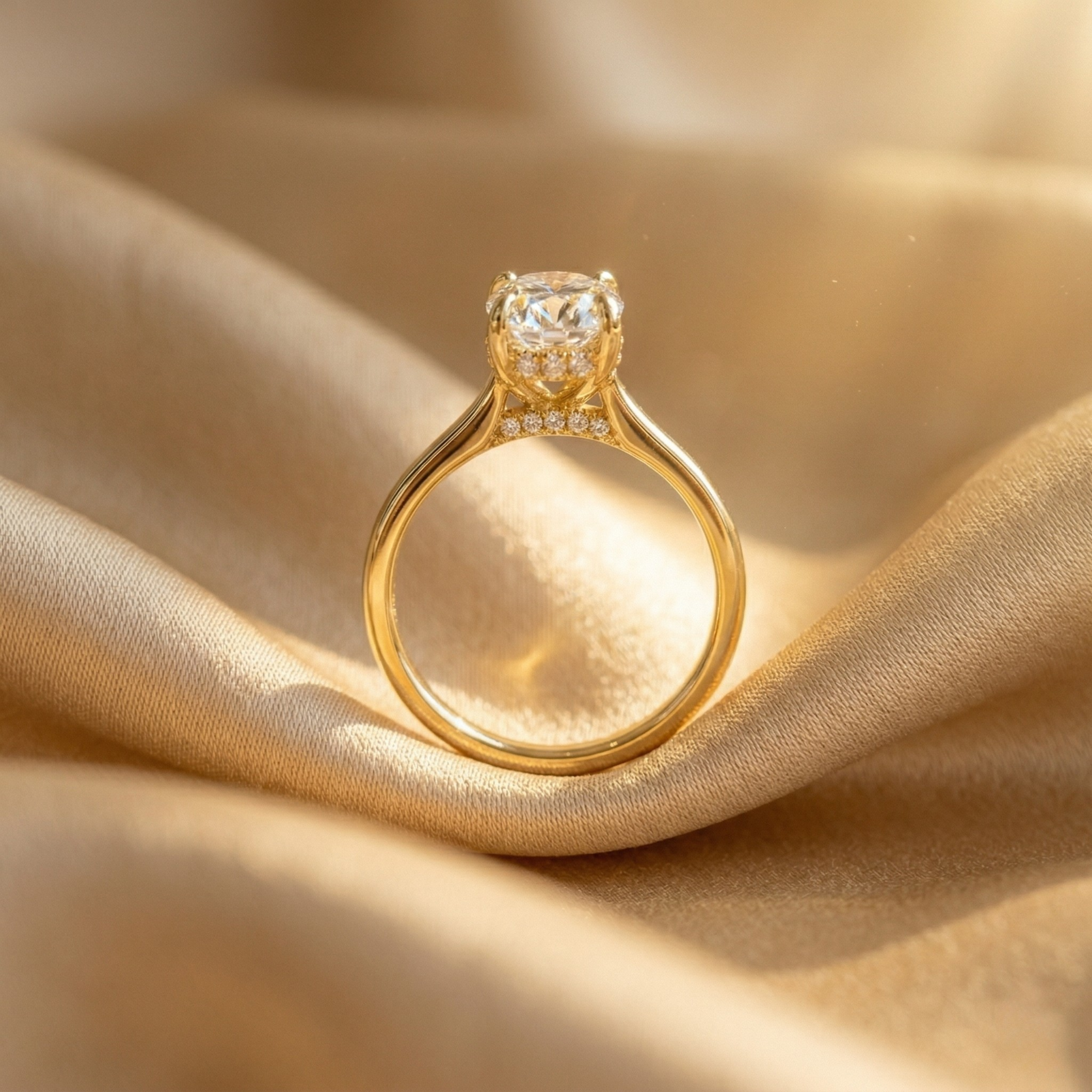 Alouette | Promise Ring for Women - Gold Round Cut Elegant Fit-Ring-Gold-5-Camoufit