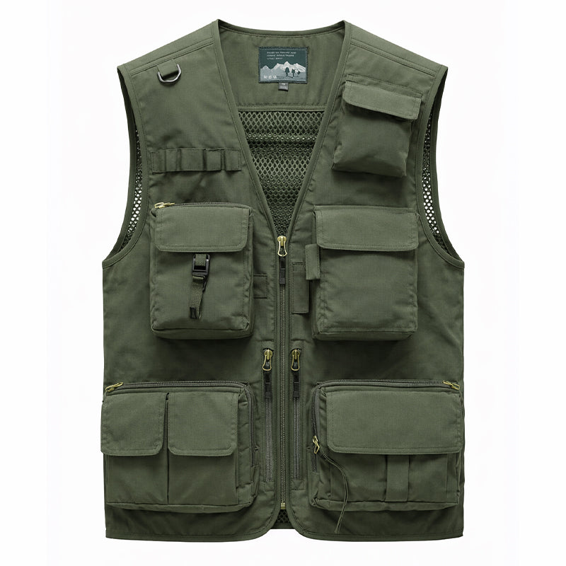 Corvin | Utility Vest for Men - 16 Pocket Quick Dry Mesh Back Fit-Tactical Jackets-Army Green-XS-Camoufit