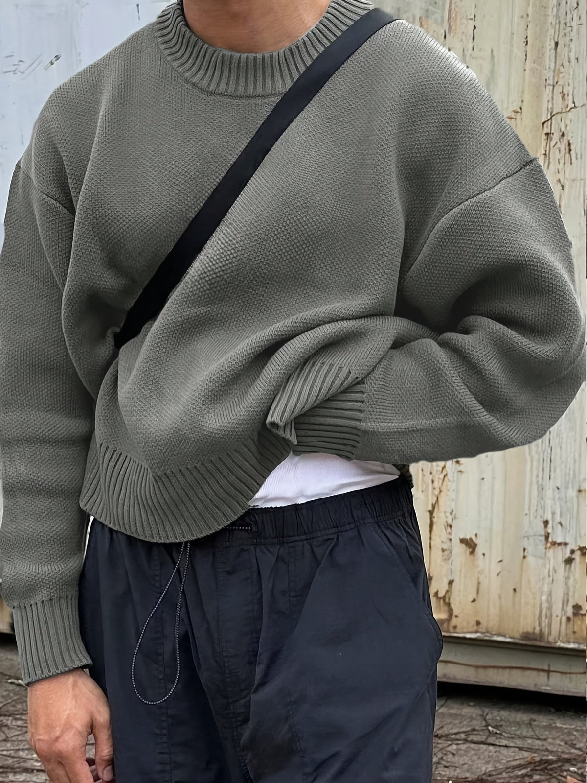 Mane | Men's Long Sleeve Crew Neck Ribbed Knit Sweater